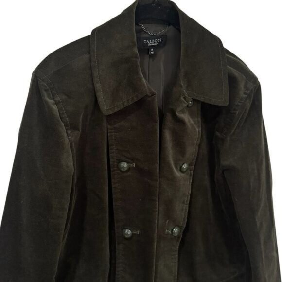 Talbots Dark Green Faux Velour Chunky Button Elevated Blazer Career Holiday 14 - Picture 3 of 10